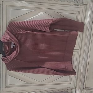 Mauve She + Sky TurtleNeck Waffle Sweater